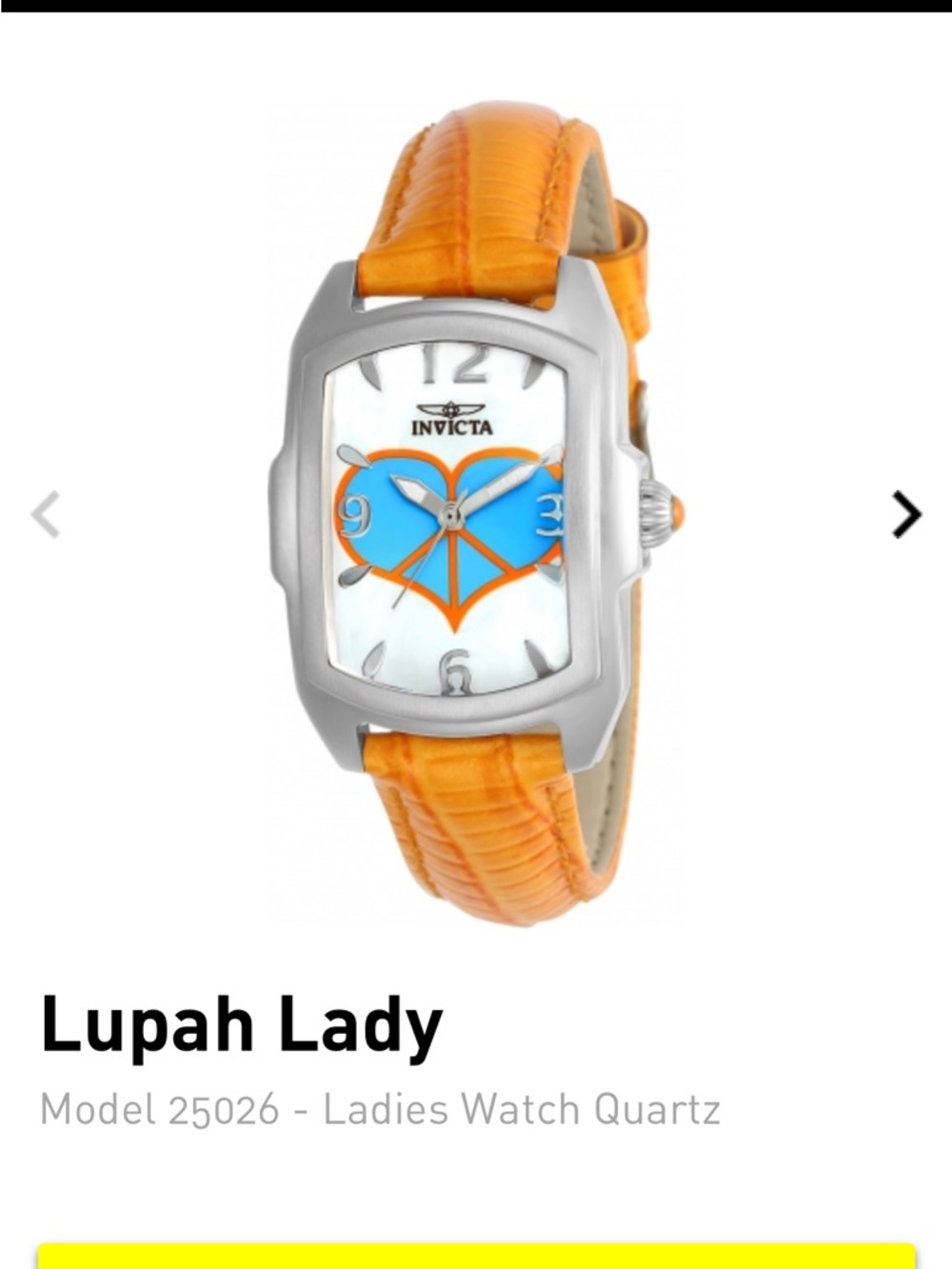 Invicta Lupah Lady Yellow Leather Strap Women's Watch